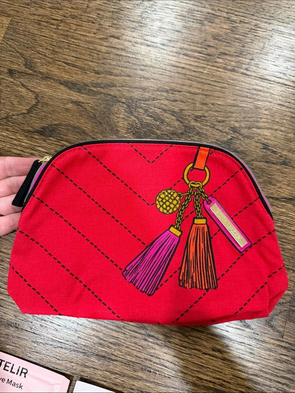 Estée Lauder Red Tassel Cosmetic Pouch and 3 rose eye masks